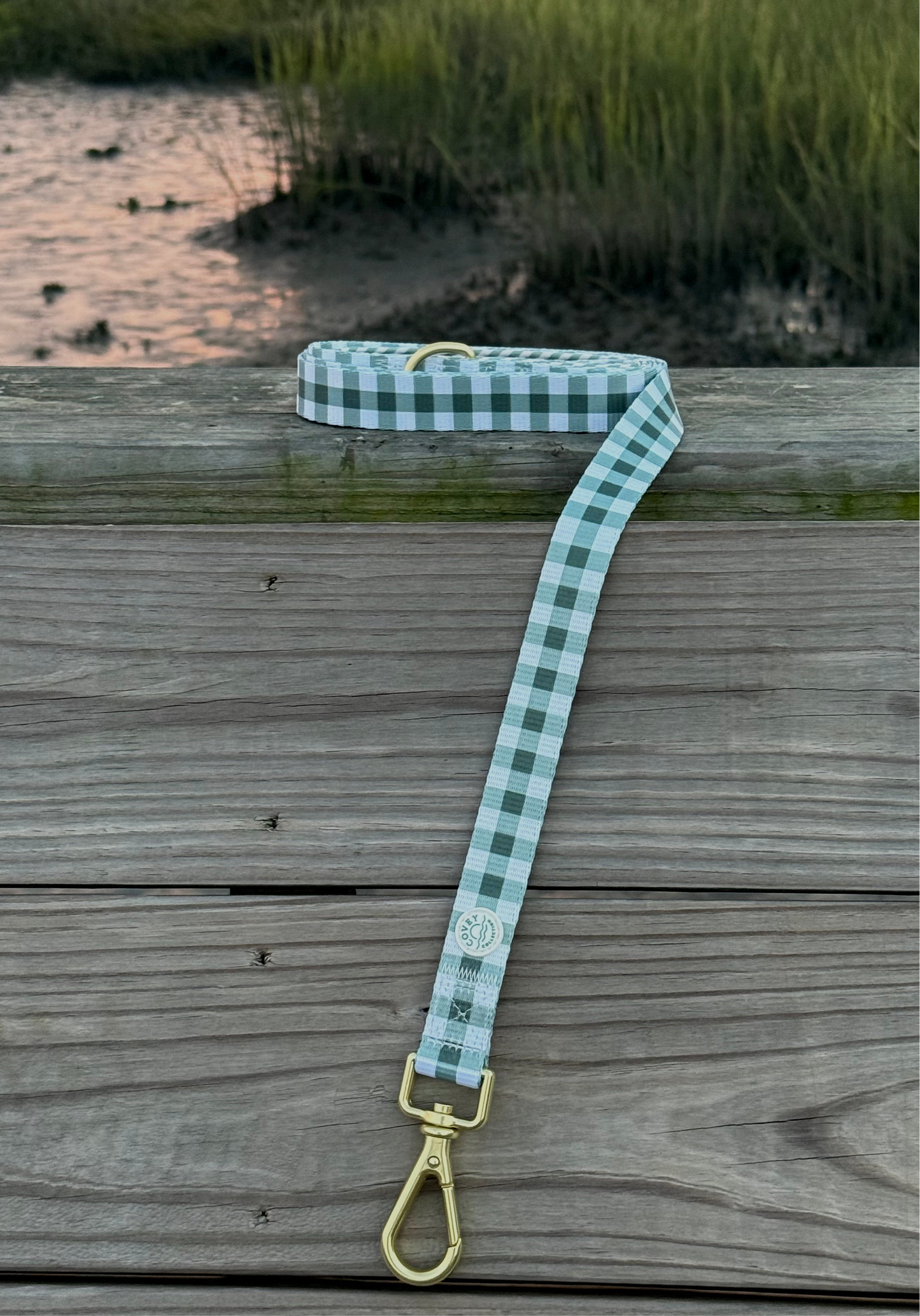 Green Gingham Leash