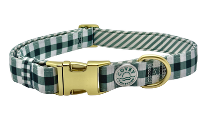 Green Gingham Dog Collar