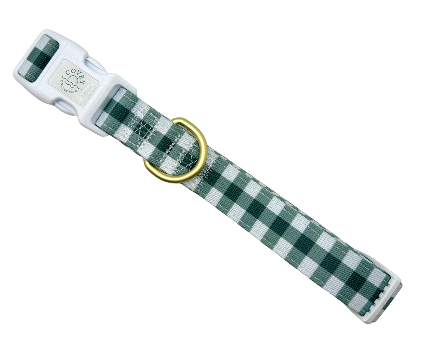 Green Gingham Dog Collar