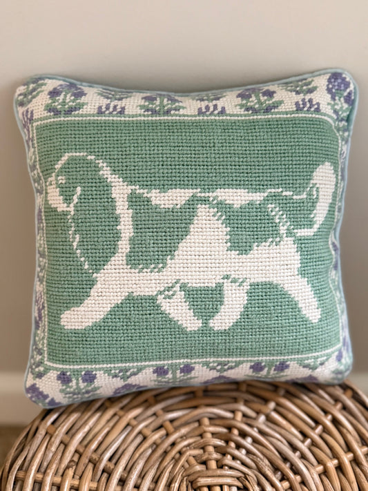 Cavalier Floral Needlepoint Pillow